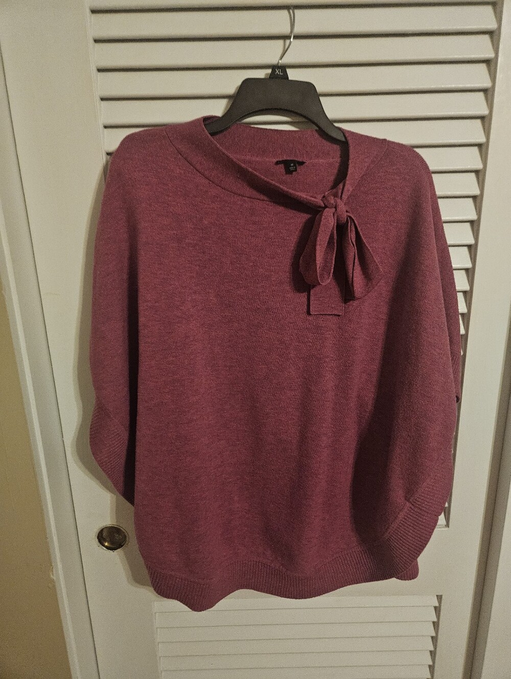 Talbots Medium Women's Bow-Neck Poncho Sweater - Raspberry Pink